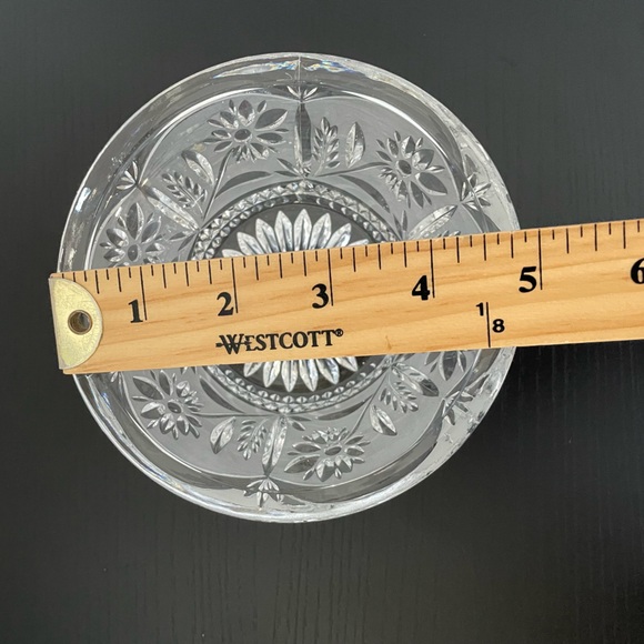 Vintage 24% Lead Crystal Floral Flowers Candy Bowl Dish German Frosted Etched. - Picture 5 of 5